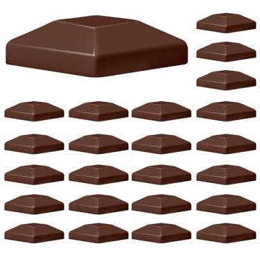 Imagem de TonGass(24-Pack, Marrom) 4"X4"(3 5/8") Tampas de Postes de Cerca de Madeira - Tampa de Poste de Cerca de Madeira Tampa de Poste de Deck - Plástico Durável À Prova de Água e À Prova de Uv - Proteja Pos
