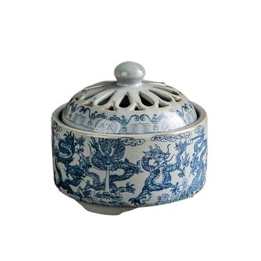 Imagem de wsmart Detentor de alho com tampa respirável, pote de armazenamento de alho de cerâmica, suporte de alho de bancada para cozinha (azul e cinza)