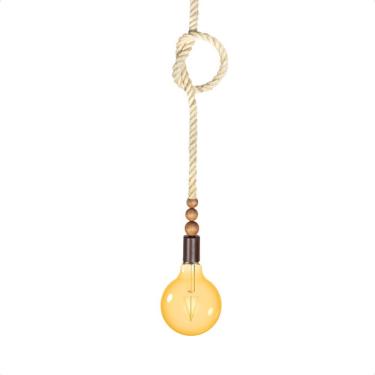 Imagem de Lustre Pendente Blumenau Sailor Madeira Corda Sisal E27 Bivolt
