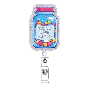 Imagem de Take Your Meds Pharmacy Technician Badge Reel Retrátil Engraçado Enfermeiro Pílula de E...