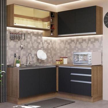 Imagem de Cozinha Completa 329002 Com Armário E Balcão Rustic/Preto - MADESA