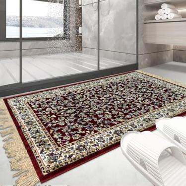 Imagem de 1 Tapete Banheiro Belga Grande Absorvente Es Cl 66 x 110 Vr (D3Cla Vermelho branco - Classico Medalhão Floral)