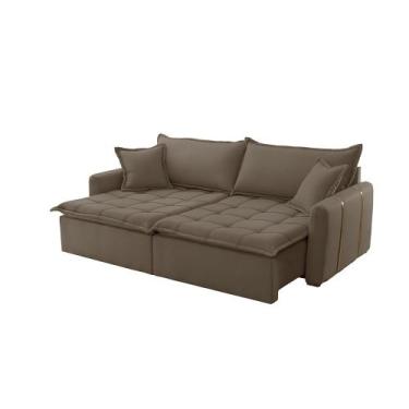 Imagem de Sofá Cama Veludo em Madeira Eucalipto 280cm Braço 20cm Arizona Meu Sof