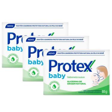 Imagem de Kit 3 Sabonete em Barra Protex Baby Glicerina Natural 85g
