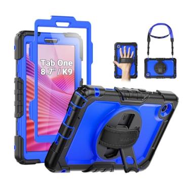 Imagem de SEYMAC Capa para Lenovo Tab One 22.1 cm/ K9 TB305FU (2025), capa protetora resistente à prova de choque com protetor de tela, suporte, alça de mão/ombro e suporte para caneta, azul escuro