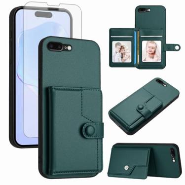 Imagem de Asuwish Capa de telefone para iPhone 7plus 8plus 7/8 Plus capa carteira com protetor de tela de vidro temperado RFID fino suporte para cartão de crédito acessórios para celular i Phone7s 7s + 7+ 8s 8+