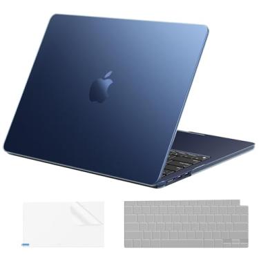 Imagem de EooCoo Capa compatível com MacBook Air de 15 polegadas M4 2025 2024 2023 versão A3241 M3 A3114 M2 A2941 tela retina líquida, capa rígida de plástico + capa de teclado + protetor de tela, fosco