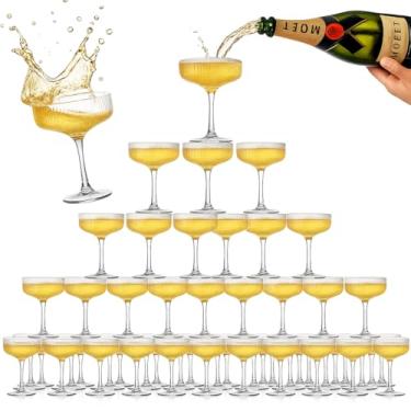 Imagem de Conjunto de 20 cupês de cristal da Torre de Champanhe de vidro – Copos de cupê empilháveis transparentes de 200 ml para construir fontes de champanhe em casamentos, festas, eventos e celebrações