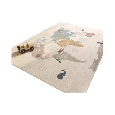Imagem de Tapete Infantil Antiderrapante Lavável Com Desenho Animado Mapa Mundi 