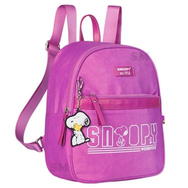 Imagem de Mochila Universitária Snoopy Lilás em Nylon com PVC