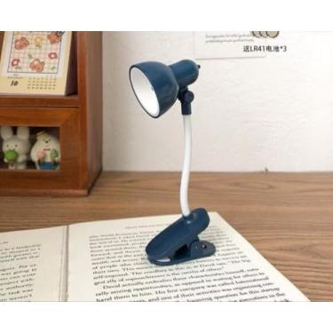 Imagem de Luminária de Mesa Flexível com Clipe, LED, Luz de Leitura Portátil, Azul e Branco
