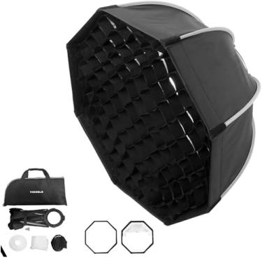 Imagem de Softbox grade de favo de mel, guarda-chuva octógono fotografia softbox para YIDOBLO ZC-100BI ZC-100C ZC-150BI, etc. Iluminação COB com adaptador Bowens + para estúdio, YouTube, Vlog, ao vivo, etc