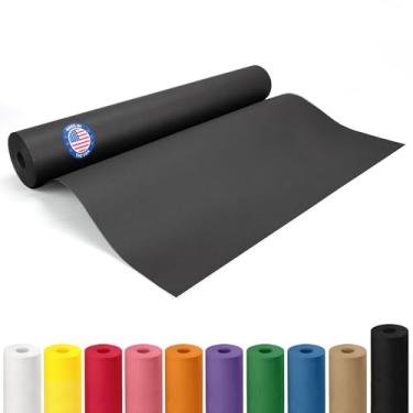 Imagem de Rolo de papel preto 61 x 3048 cm (30 m) - Papel kraft feito nos EUA com espessura de 22,7 kg - Papel de embrulho para embalagem, mudança, envio e artesanato/artes - Rolo de papel artesanal natural