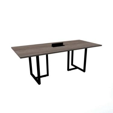 Imagem de Mesa de Reunião com Caixa de Tomada Retangular 200 x 90 cm Pé Tubular 