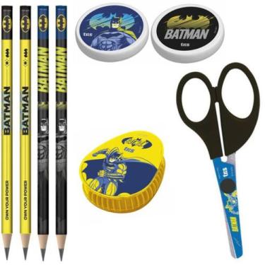 Imagem de Kit Batman com Lapis, Borracha e Apontador Tris, Kit4 Ap.Amare Tesoura