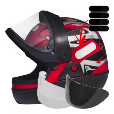 Imagem de Capacete San Marino Automático Vermelho E Kit Viseiras Adesivo, 58