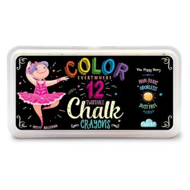 Imagem de The Piggy Story Giz de cera Color Everywhere – 12 pastéis torcidos, sem poeira, manteiga para crianças, arte, artesanato, material escolar, não tóxico, sem bagunça, fácil de usar (Bailarinas bonitas)