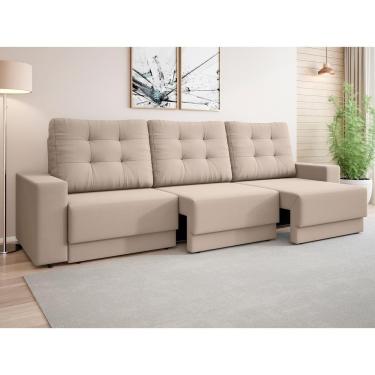 Imagem de Sofá Retrátil 4 Lugares DDS Boston 230cm Velosuede Encosto Reclinável Braço Removível
