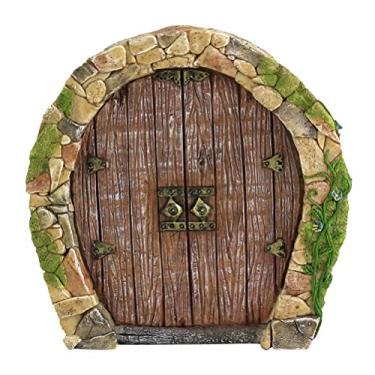 Imagem de TOPINCN Porta de Fada Em Miniatura Porta de Fada de Madeira para árvores Decoração Ao Ar Livre Mini Acessórios de Jardim Com Design de Janela Oca para Decoração de Parede da Sala de (#8)