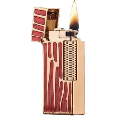 Imagem de Isqueiro De Querosene De Metal Antiquado, Ignição De Rebolo Deslizante Lateral, Querosene Recarregável, Chama Aberta E Chama Suave, Adequado Para Uso Interno E Externo, Red