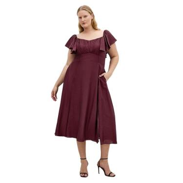Imagem de City Chic Vestido feminino plus size - Alisia Tie-Back Midi, Cereja escura, 48