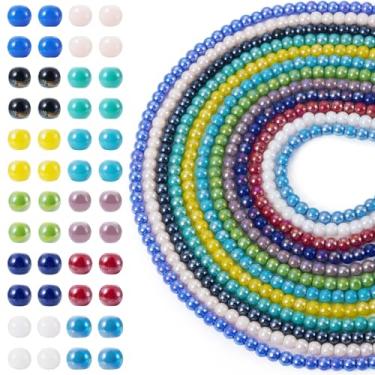 Imagem de Elecrelive 12 fios 4 mm contas de cristal redondas de vidro AB cor AB kit de fabricação de pulseira para pulseiras, colar, brinco, joias