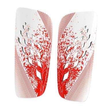 Imagem de Dynwave 1 par de caneleiras de futebol com amortecimento de EVA, equipamento de futebol, proteção para caneleiras de treinamento de futebol, acessórios para, Vermelho