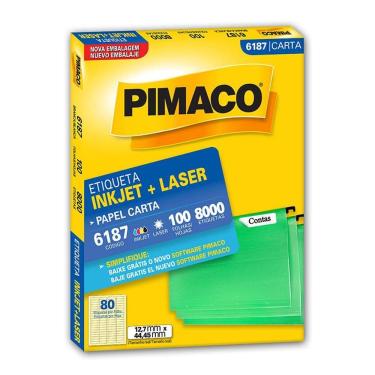 Imagem de Etiqueta inkjet/laser carta 6187 com 100 folhas Pimaco