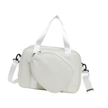Imagem de Baoblaze Bolsa de tênis, bolsa de pickleball, de ombro leve e multifuncional para badminton, bolsas de tênis para viagem, roupas de ginástica, Branco
