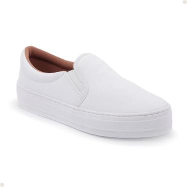 Imagem de Tênis Slip On Feminino Branco Versátil Facil de Calçar (branco, BR, Adulto, Numérico, 34)