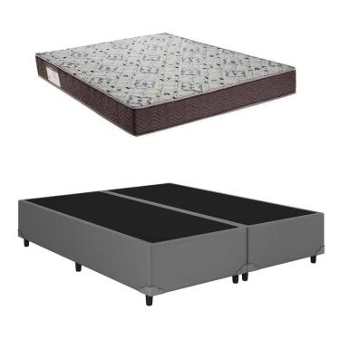 Imagem de Cama Base Box Casal Bipartido Cinza Colchão ISO 150 D45 - Ortobom