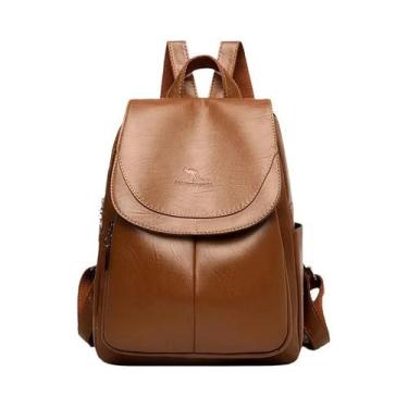 Imagem de Mochila Vintage De Couro Macio Antifurto Grande Capacidade Para Mulher