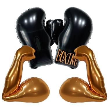 Imagem de Luvas de boxe pretas, balões musculares, decorações de festa de aniversário de boxe, decoração noturna de luta, academia, decorações de festa de aniversário, balão temático WWE Wrestling Boxer para