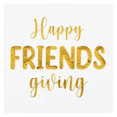 Imagem de Guardanapos de papel Happy Friendsgiving 100 peças, dia de Ação de Graças, outono, folha dourada, almoço, festa, guardanapo, 16,5 cm, toalha de mão descartável para decoração de mesa de festa