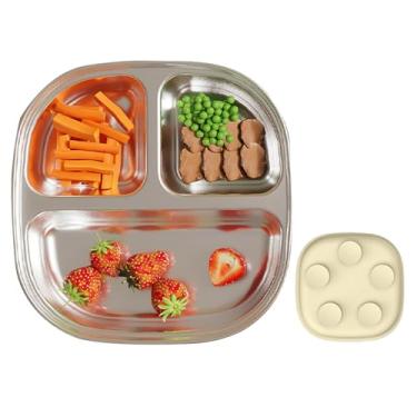 Imagem de Rrlihjgu Pratos Infantis,Pratos Divisoes com para Bebes | Tigelas Alimentação Seguros -Louças Utensilios Alimentar | para Meninos Meninas Casa Escola Jardim de Infância