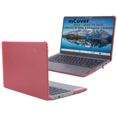 Imagem de mCover Capa compatível apenas com laptops Chromebook Lenovo IP Slim 3 Chrome 14IAN8 2023-2025 de 14 polegadas (não serve para outros modelos Lenovo) (vermelha)
