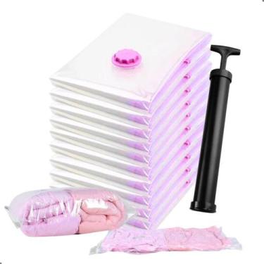 Imagem de Kit 10 Saco a Vacuo com Bomba Organização de Roupas Mala Viagem Guarda