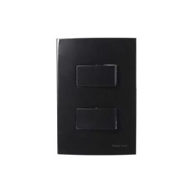 Imagem de Interruptor Simples Duplo MarGirius Sleek 10A com Placa 4x2 Preto Ebon