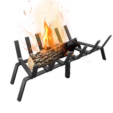Imagem de DPZM Grelha de lareira resistente de 61 cm, rack de madeira de aço sólido para queima de madeira, grades de lenha extra largas para lareira interna e fogueira externa, grelha de fogão a lenha