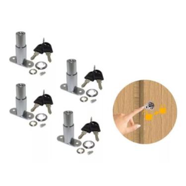 Imagem de 04 Fechadura Pressão Porta de Correr 22mm 24,5mm 32mm Móveis - Hardt /