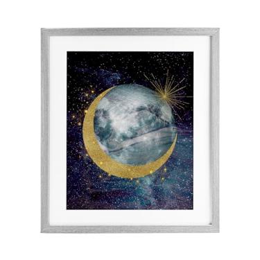 Imagem de Stupell Industries Impressão emoldurada Cosmic Shimmer Moon Gray Under Glass, design de Daniela Santiago, 40 x 33