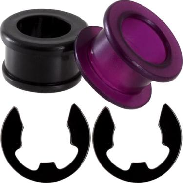 Imagem de BEIQIYA Conjunto de 2 conjuntos de buchas de cabo de mudança de borracha, substituições de bucha de ligação de cabo com anéis, kit de reparo de transmissão para carros automotivos - preto e roxo