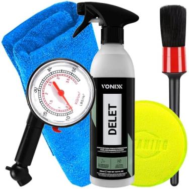 Imagem de Kit Sintra 500ml Vonixx Medidor De Pressão Pneus Karbox Toalha De Microfibra Azul 30x30cm e Acessórios Karbox