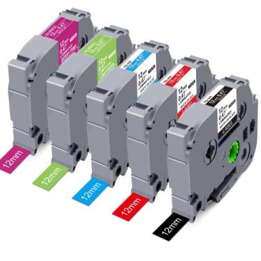 Imagem de Fita de etiqueta RAEMALL compatível com Brother TZe 12 mm, pacote com 