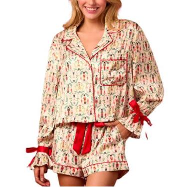 Imagem de Pijamas SOOKABEILA Christmas Y2k, camisa de manga comprida e curta