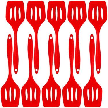 Imagem de Espatula De Silicone Vazada Vermelha Grande Kit 10 Un
