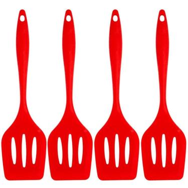 Imagem de Espatula De Silicone Vazada Vermelha Grande Kit 04 Un