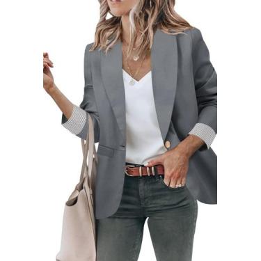 Imagem de Blazer Genhoo feminino para trabalho, ternos modernos, cinza escuro, X