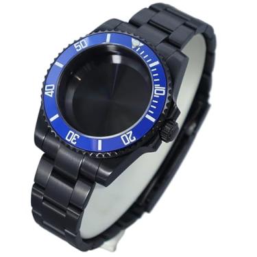 Imagem de FEIYASHI Caixa de relógio preta SUB Steel Diver com vidro de safira à prova d'água para movimento NH35 NH34 NH36 Miyota8215, Tampa inferior de vidro 12, For ETA2824 PT5000 Movement, Caixa de relógio