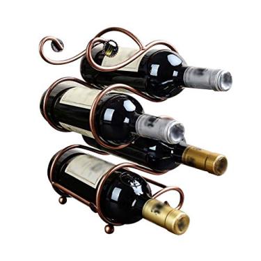 Imagem de Prateleira para vinho Bancada livre Prateleira para vinho Cozinha Mesa de trabalho economizadora de espaço Prateleira para vinhos de bronze Bancada para suporte de garrafas de vinho Racks The New